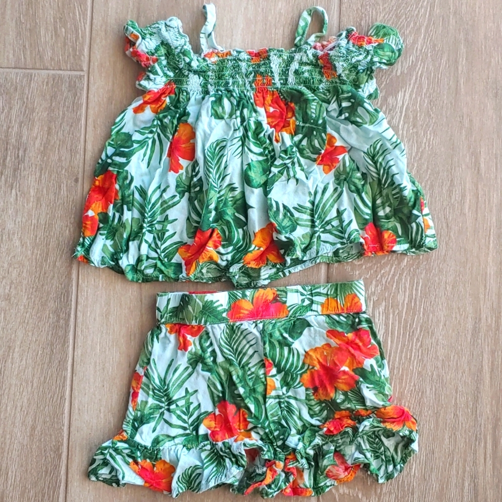 12 Month Tropical Flower 2-pc Baby Girl Outfit by Art Class
